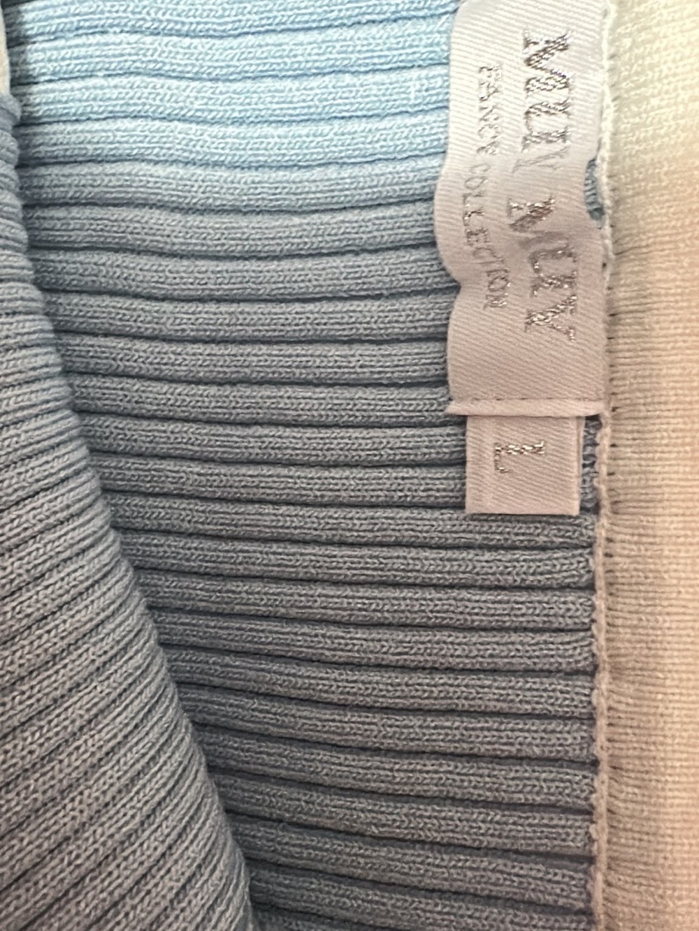 Blue and Cream Ribbed Halter Tank with Ruffle Hem - Picture 3 of 3